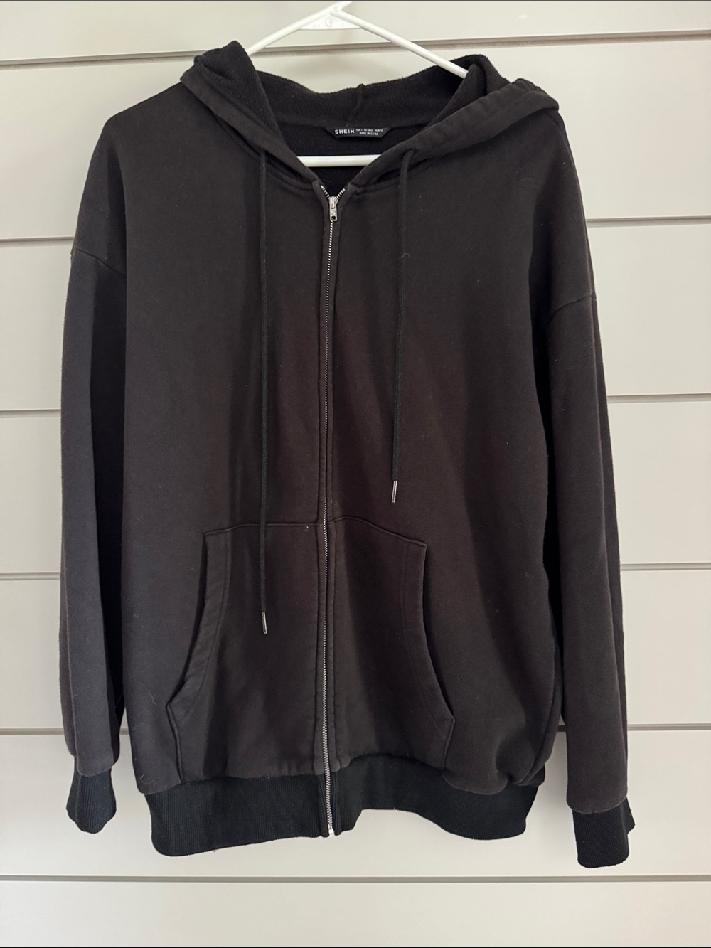 SHEIN Women’s Black Zip-Up Hooded Sweatshirt